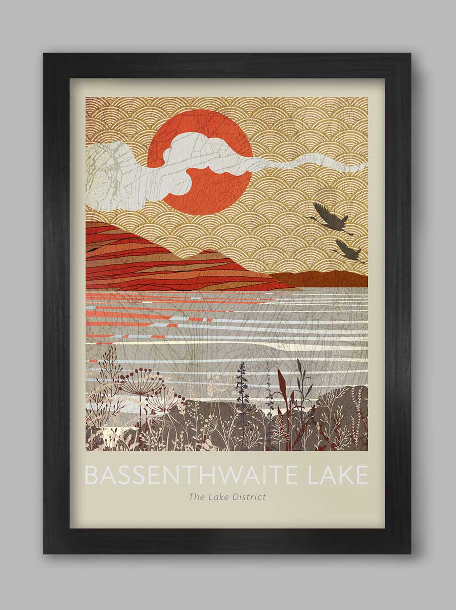 Bassenthwaite Lake, Lake District poster print. The Lakes.